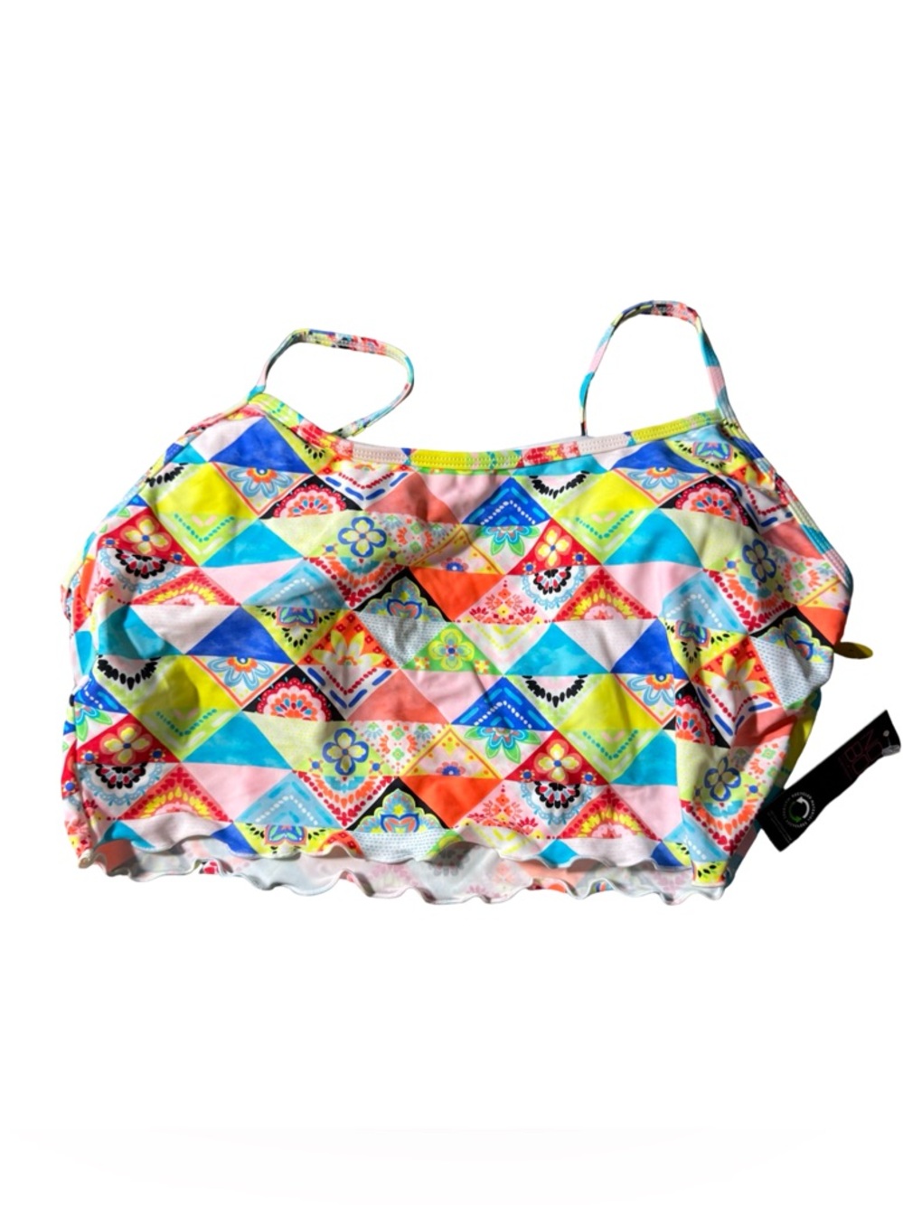 No Boundaries Women’s Multicolor Patchwork Tankini Swim Top Adjustable